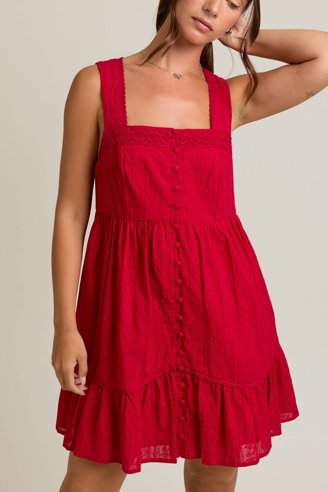 MEGAN SLEEVELESS MINI DRESS WITH TRIM DETAIL