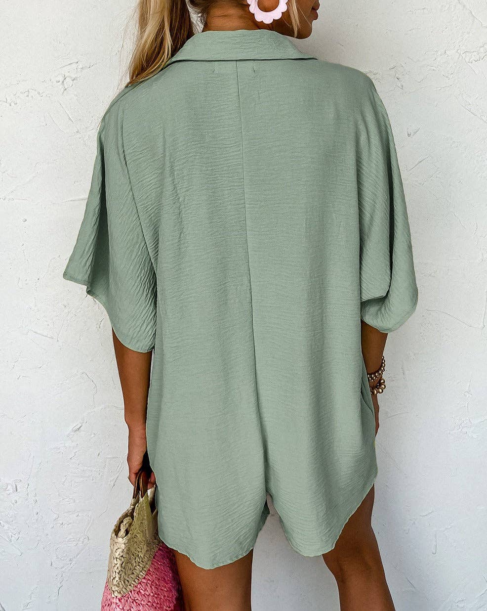 Marley Half Button Collared Loose Romper