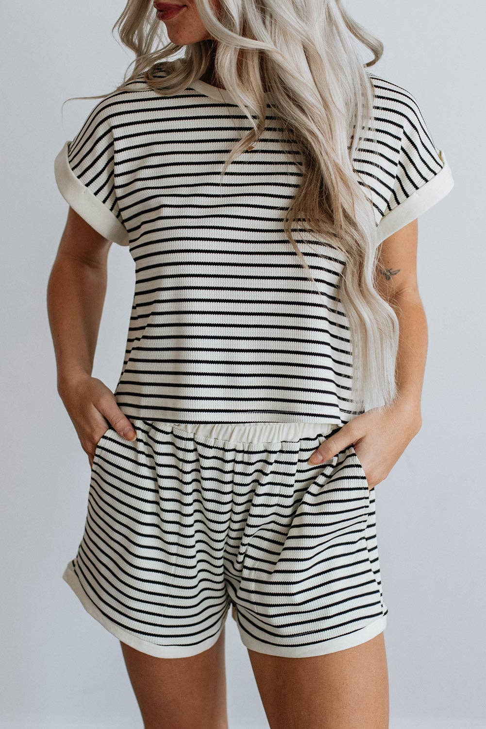 Honey Stripe Tee and Shorts Set