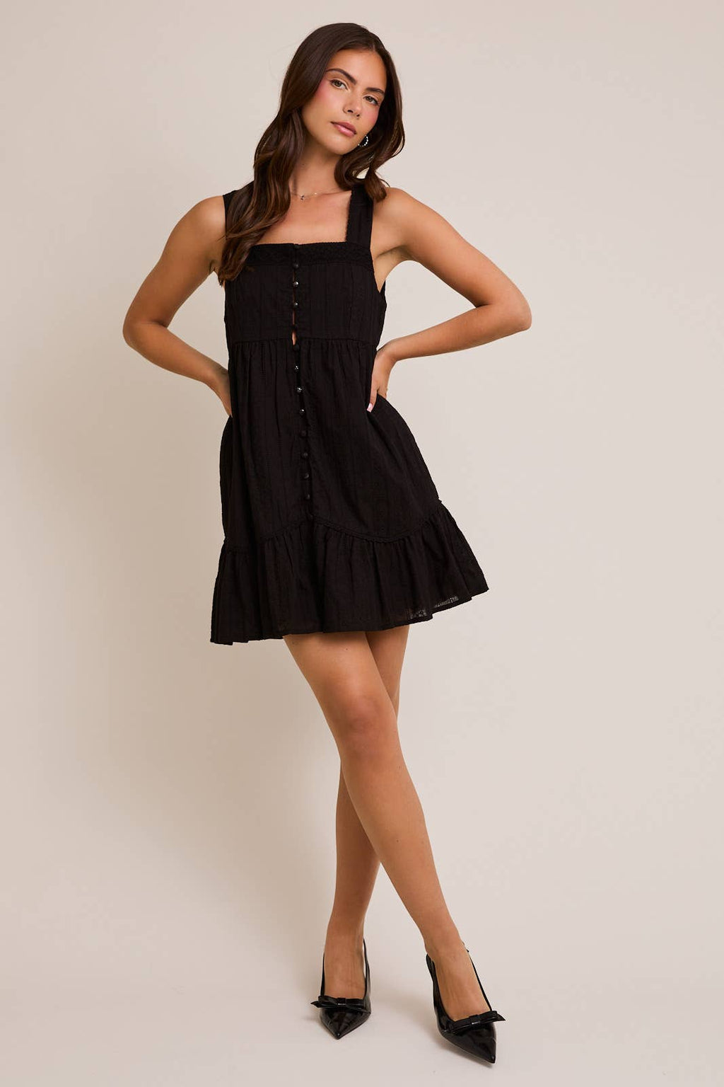 MEGAN SLEEVELESS MINI DRESS WITH TRIM DETAIL