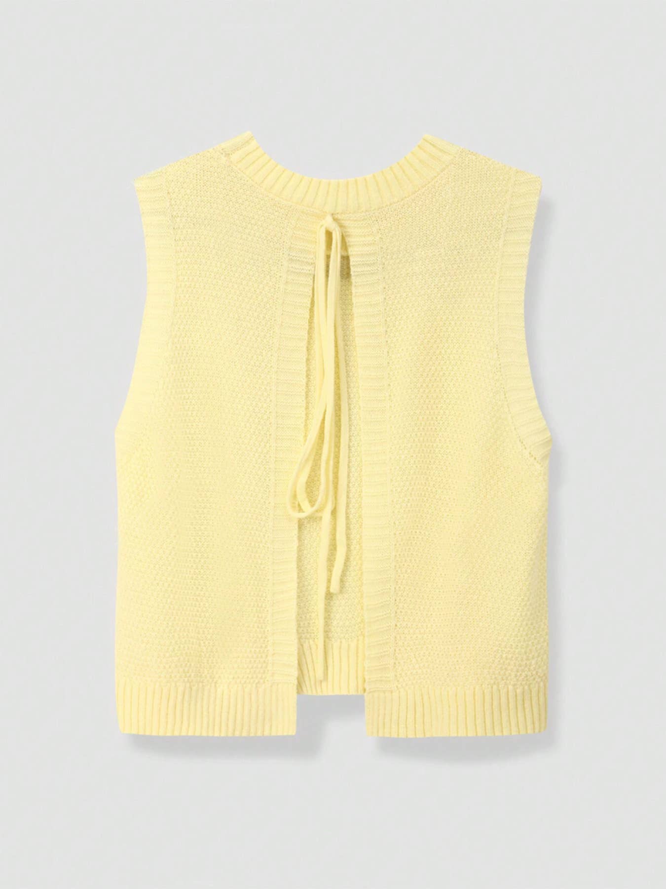 Maris Sleeveless Knit Top With Back Cutout Tie Design