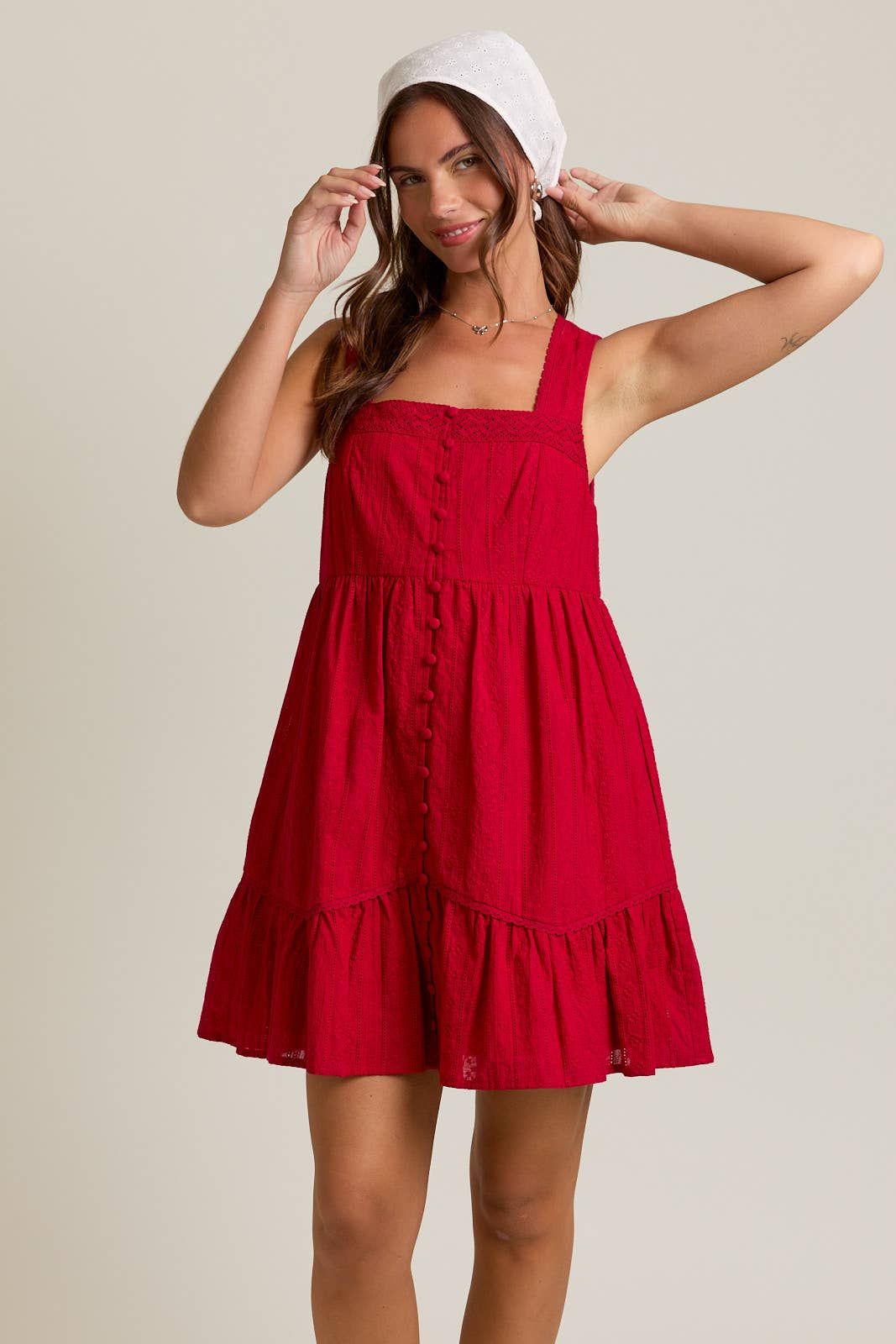 MEGAN SLEEVELESS MINI DRESS WITH TRIM DETAIL