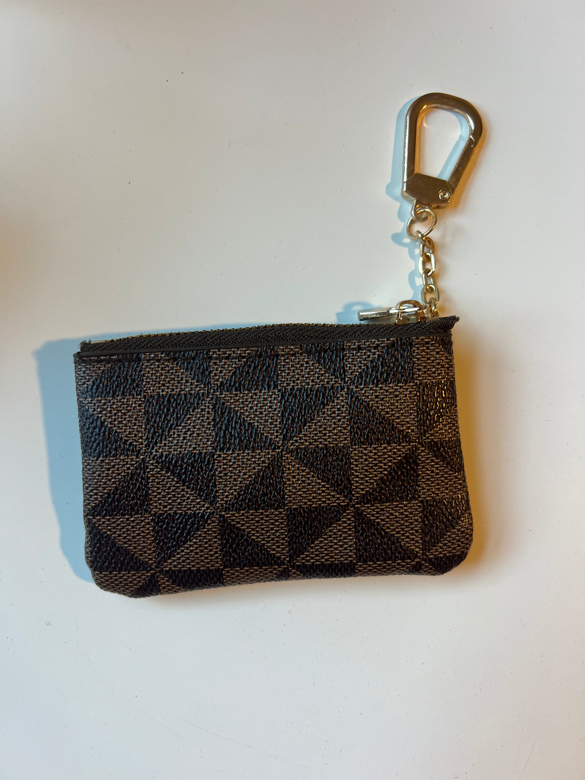 Monogram Vegan Leather Keychain Coin Card Holder