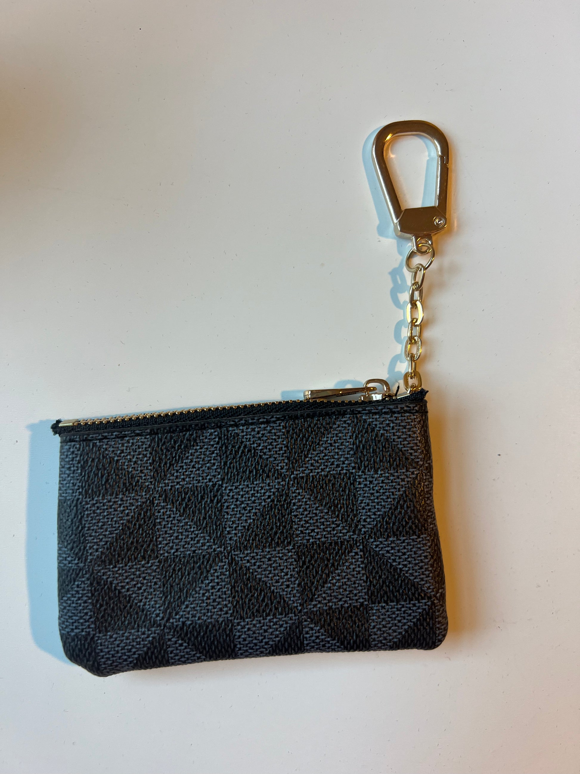 Monogram Vegan Leather Keychain Coin Card Holder