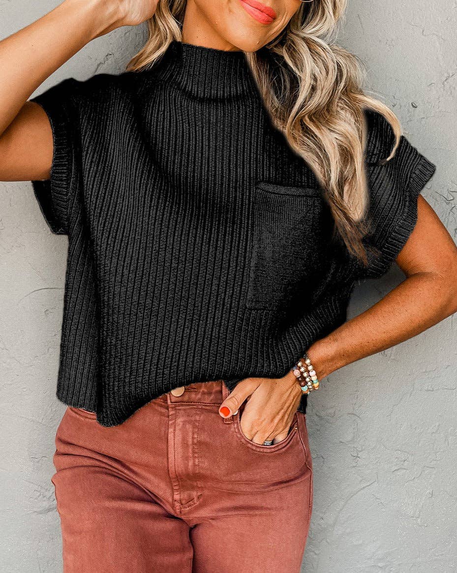 Mollie Ribbed Knit Short Sleeve Sweater