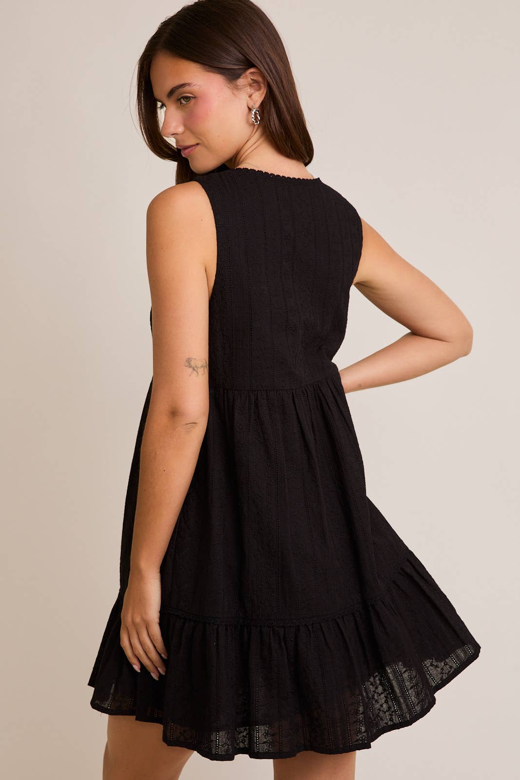 MEGAN SLEEVELESS MINI DRESS WITH TRIM DETAIL