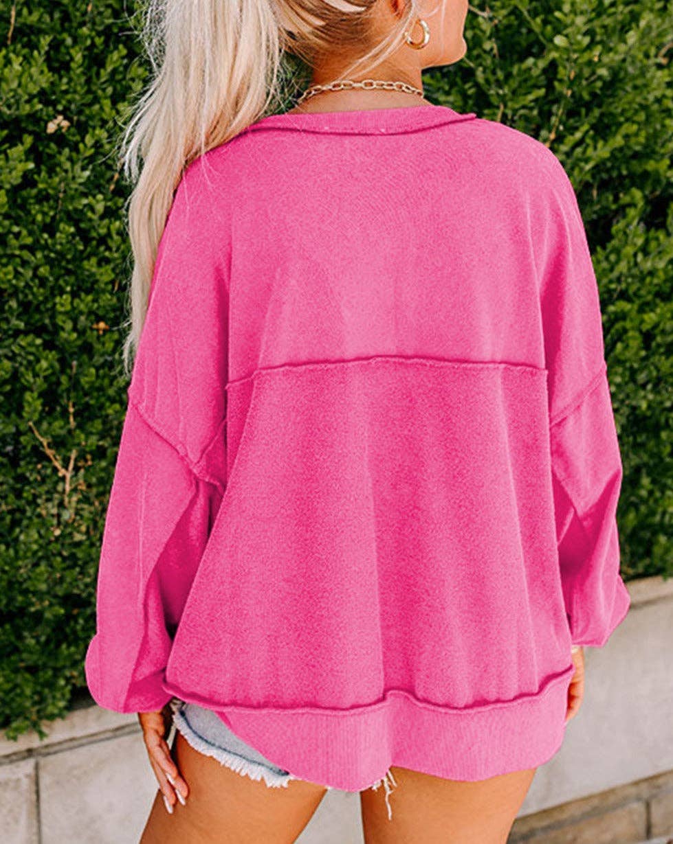 Olivia Exposed Seam Buttoned Sweatshirt