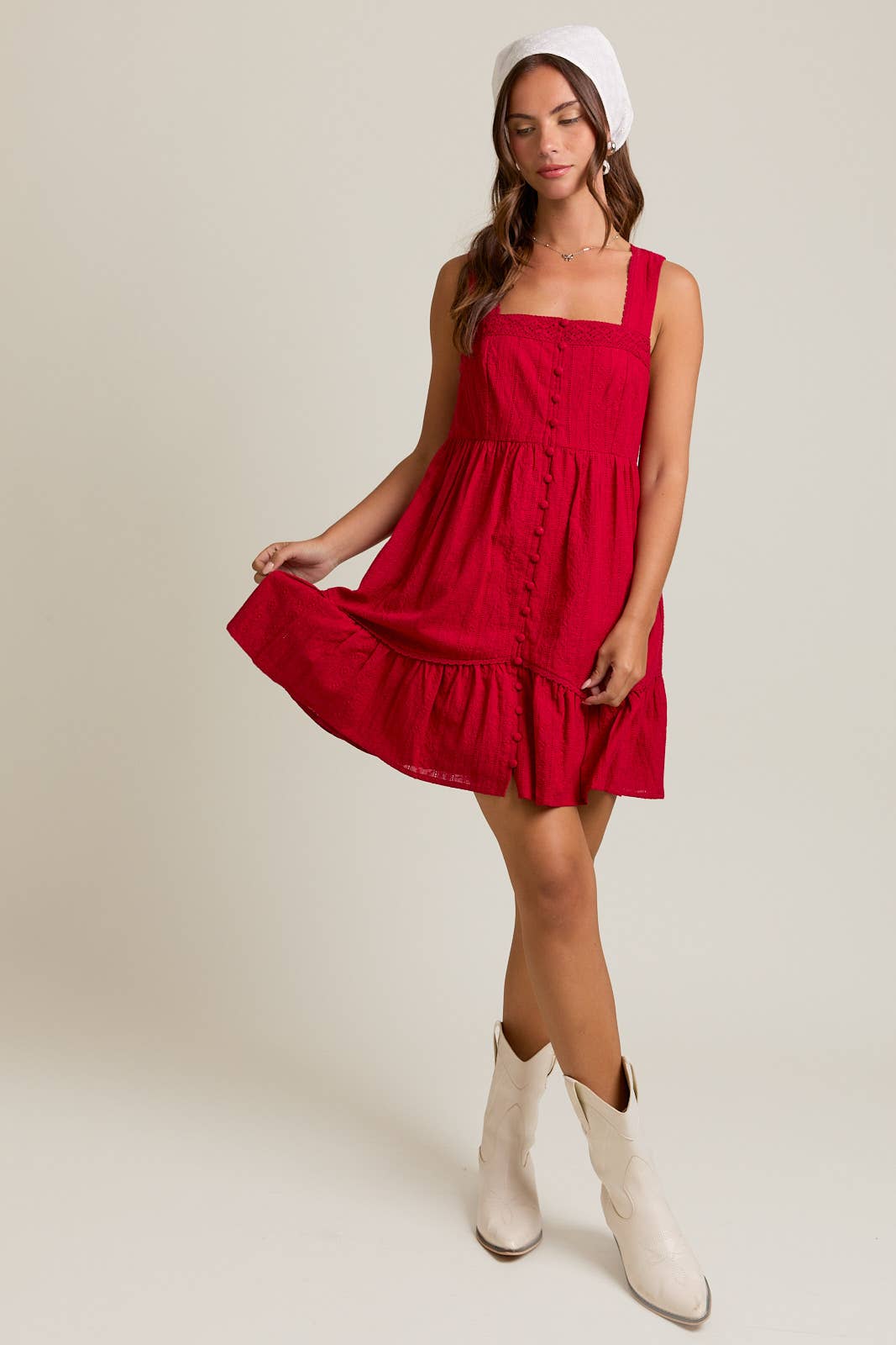 MEGAN SLEEVELESS MINI DRESS WITH TRIM DETAIL