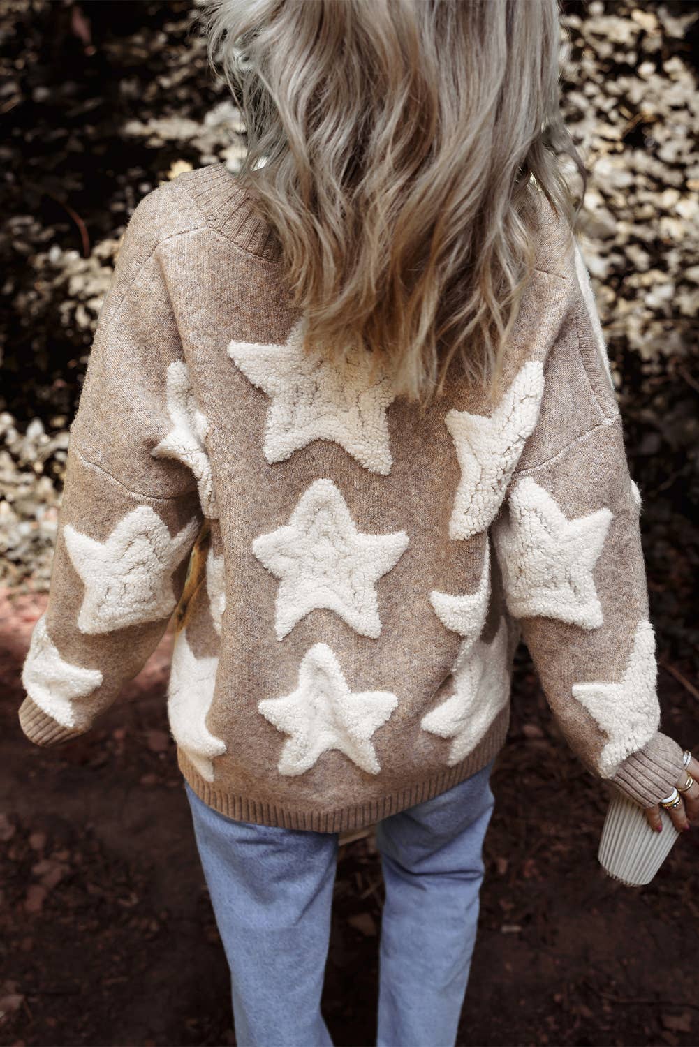 Kristen Star Pattern Long Sleeve Knit Cardigan