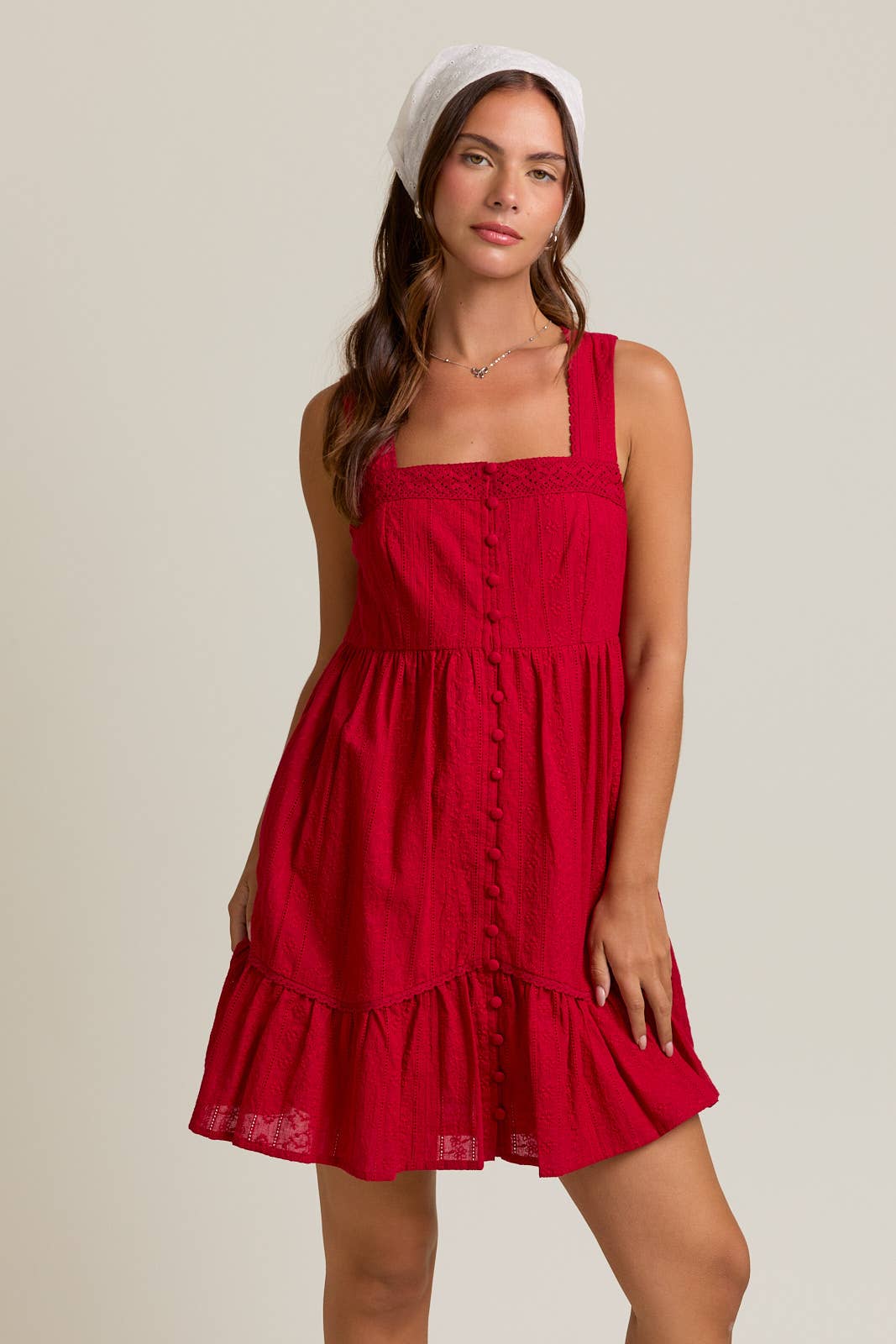 MEGAN SLEEVELESS MINI DRESS WITH TRIM DETAIL