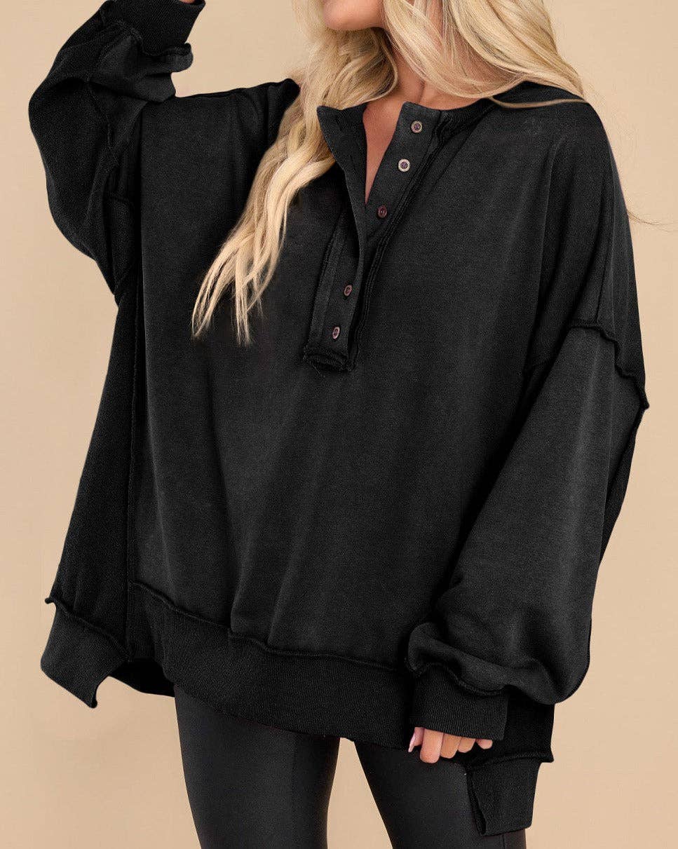 Ginny Reverse Seam Henley Sweatshirt