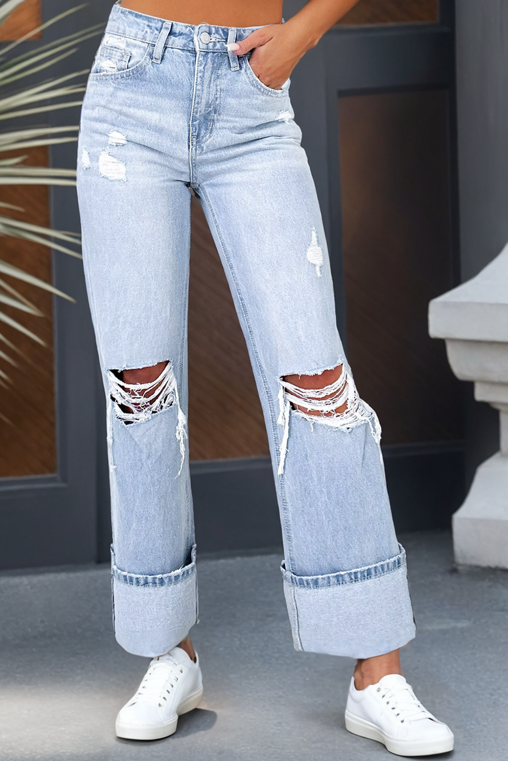 Carson Light Wash Distressed Flare Jeans